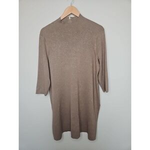 Chico's 3 Travelers Sweater Gold XL Shimmer Spliced Tunic Top Lagenlook Party